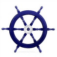 thumbnail image 1 of Nautical Handcrafted Wooden Ship Wheel - Home Wall Decor (18 Inches, Dark Blue), 1 of 2