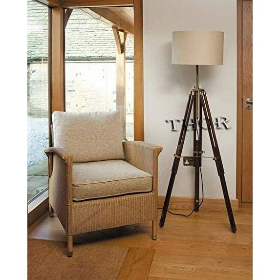 Nautical Hollywood Marine Vintage Tripod Floor Lamp Home Decor Without Shade