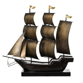 Nautical Home Decor Metal Sailboat Centerpiece Ship Decor Desktop Decoration
