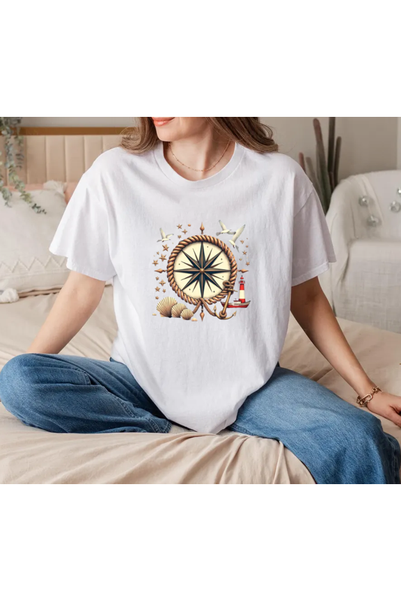 Nautical Intricate Compass Graphic Unisex T-Shirt, for men & women, up to size 5XL