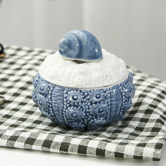 Nautical Jewelry Box Ceramic Jewelry Organizer Sea Shell Trinket Holder Earring Holder Treasure Box Wrapping Box Desk Organizer Beach Ocean Party Decoration Blue