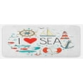 thumbnail image 1 of Nautical Kitchen Mat, I Love Sea Words Heart Materials Anchor Compass Knotted Rope, Plush Decorative Kitchen Mat with Non Slip Backing, 47" X 19", White Red Blue, by Ambesonne, 1 of 1