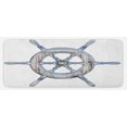 thumbnail image 1 of Nautical Kitchen Mat, Illustration of a Wooden Ship Wheel over White Backdrop Sail Exploring Ocean Theme, Plush Decorative Kitchen Mat with Non Slip Backing, 47" X 19", Blue White, by Ambesonne, 1 of 1