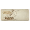 thumbnail image 1 of Nautical Kitchen Mat, Sailing Ship Floating on Wavy Ocean Sketch Art Flying Birds Sunset Scenery, Plush Decorative Kitchen Mat with Non Slip Backing, 47" X 19", Tan Brown, by Ambesonne, 1 of 1