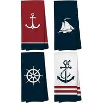 Nautical Kitchen Towels,Boat Towels,Coastal Kitchen Towels,Nautical Hand Towels for Bathroom,Sailor Gift,Sailing Gifts,Boat Captain Owner Gifts, Dish Towels 18 x 26 Inch Set of 4
