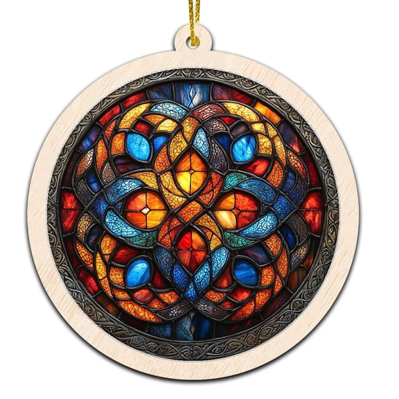 Nautical Knot Work Stained Glass Suncatcher Ornament  Holiday Ornament with Text for Loved Ones, Family & Friends, Christmas 2025 Decoration
