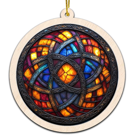 Nautical Knot Work Stained Glass Suncatcher Ornament Text Christmas 2025 Tree Decoration Gift for Family, Friends, Man & Woman