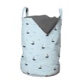 thumbnail image 1 of Nautical Laundry Bag, Ships in the Ocean Sailing Baby Shower Waves of Sea Childish Cartoon, Hamper Basket with Handles Drawstring Closure for Laundromats, 13" x 19", Pale Blue and Cream, by Ambesonne, 1 of 4