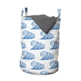 thumbnail image 1 of Nautical Laundry Bag, Summer Themed Monochromatic Repeating Curling Ocean Waves Motif, Hamper Basket with Handles Drawstring Closure for Laundromats, 13" x 19", Azure Blue and White, by Ambesonne, 1 of 4