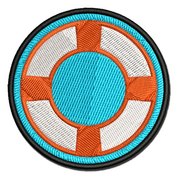Nautical Lifesaver Applique Multi-Color Embroidered Iron-On Patch - 2.0 Inch Mini
