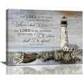 thumbnail image 1 of Nautical Lighthouse Bathroom Wall Art Coastal Bible Verse Scriptures Landscape Pictures Wall Decor Christian Boat Canvas Prints Framed Modern Inspirational Painting Artwork for Bedroom 16"x12", 1 of 6