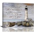 thumbnail image 1 of Nautical Lighthouse Bathroom Wall Art Coastal Bible Verse Scriptures Landscape Pictures Wall Decor Christian Boat Canvas Prints Framed Modern Inspirational Painting Artwork for Bedroom 20"x16", 1 of 1