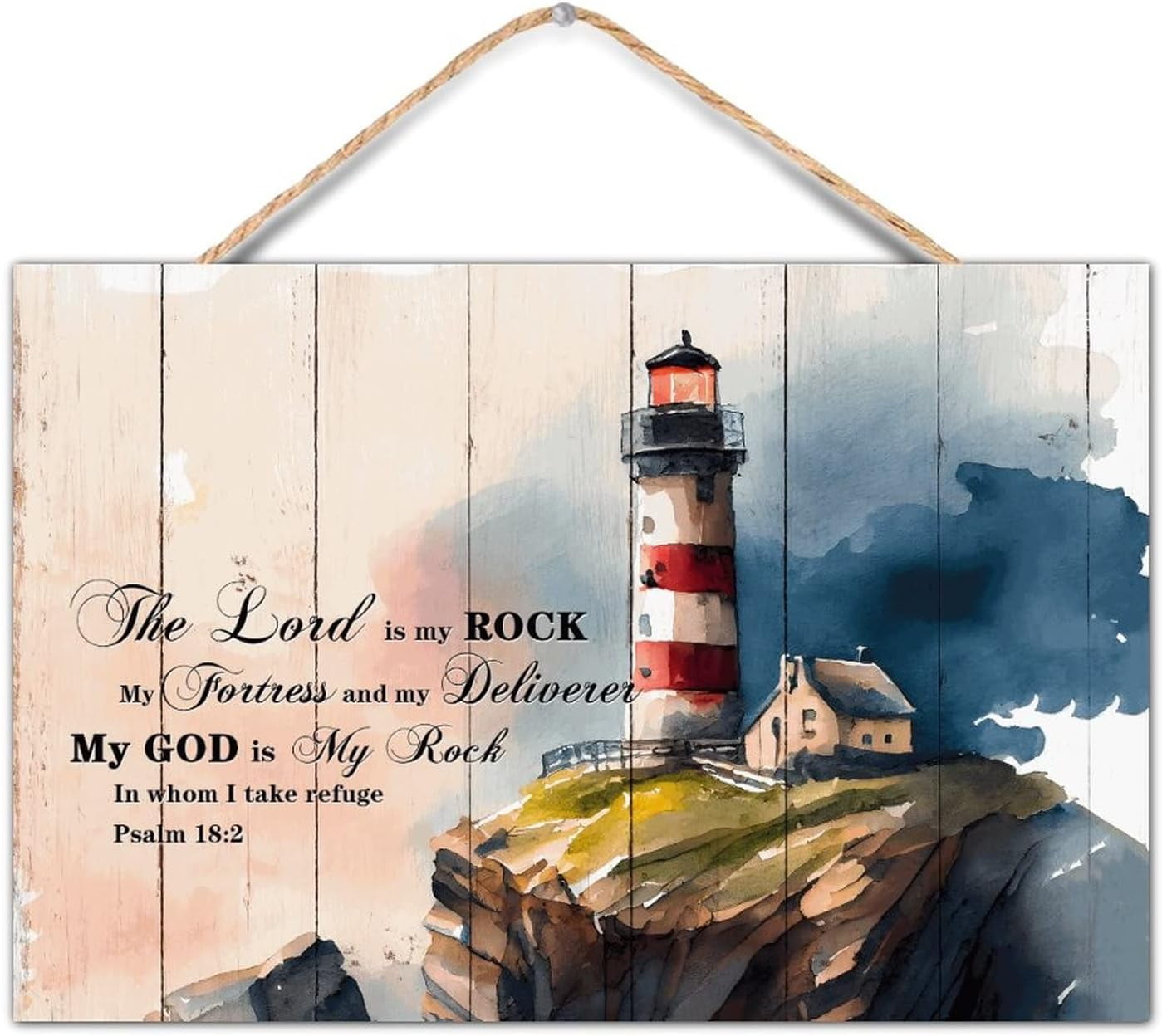 Nautical Lighthouse Bible Verses Wood Hanging Sign Beach Themed ...