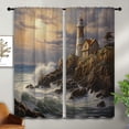 thumbnail image 1 of Nautical Lighthouse Blackout Curtains for Boys Girl Bedroom Home Decor,Ocean Waves Farmhouse House Sunrise Thermal Insulated Rod Pocket Darkening Living Room Window Drapes-42"W x 84"L (Pack of 2), 1 of 7
