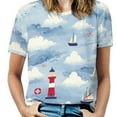 thumbnail image 1 of Nautical Lighthouse Sailboats(1)-5 T Shirts Basic T-Shirt Short Sleeve Ladies Tee Shirt Summer Graphic Clothing, 1 of 7