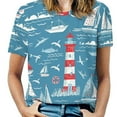 thumbnail image 1 of Nautical Lighthouse Sailboats(2)-2 Women's Short Sleeve T-Shirt Crew Neck Casual Summer Trendy Loose Fit Tops, 1 of 7