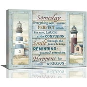 Nautical Lighthouse Wall Art Inspirational Quotes Wall Decor Coastal Theme Pictures Painting Print Motivational Framed Artwork for Bathroom Bedroom Living Room Office 12"x16"