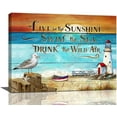 thumbnail image 1 of Nautical Lighthouse Wall Art Seascape Beach Seagull Boat Starfish Pictures Wall Decor Canvas Prints Motivational Quotes Sunset Painting Framed Modern Artwork for Bathroom Bedroom 16"x12", 1 of 6