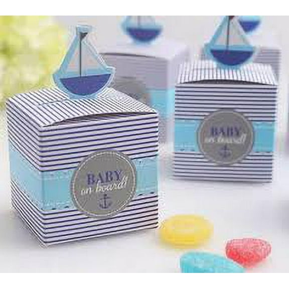 Nautical Little Sailor "Baby on Board" Baby Shower Favor Box; 60 Pieces