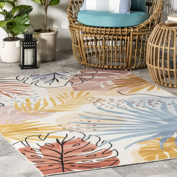 Nautical Machine Washable Indoor/Outdoor Area Rug, Multicolor