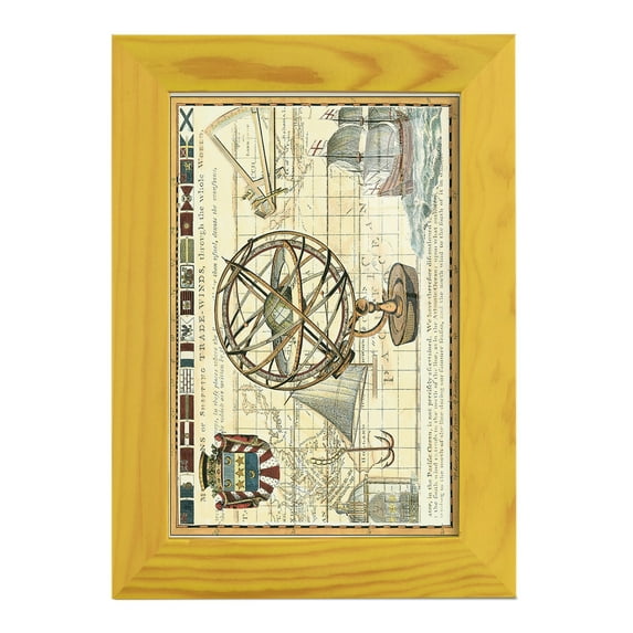 Nautical Map I -Framed Print w/glass-Sunflower Yellow