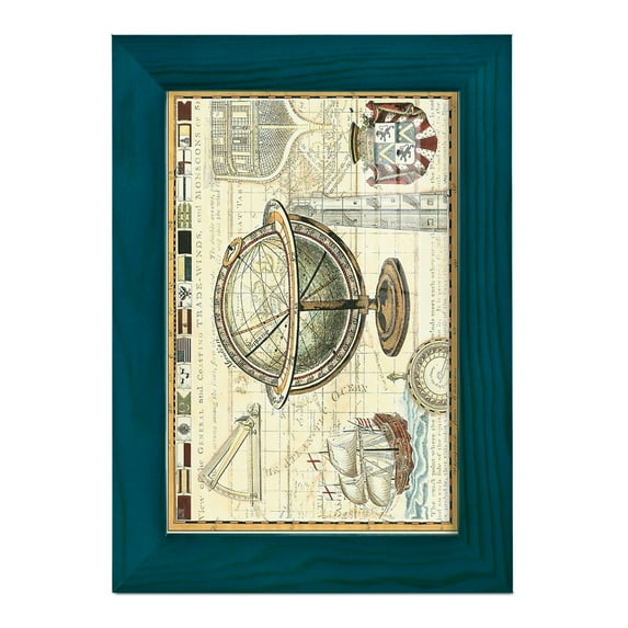 Nautical Map II -Framed Print w/glass-Ocean Blue