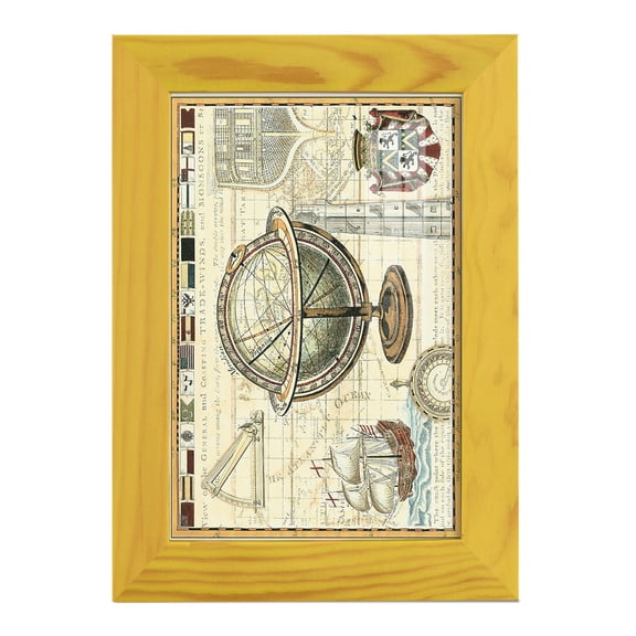 Nautical Map II -Framed Print w/glass-Sunflower Yellow