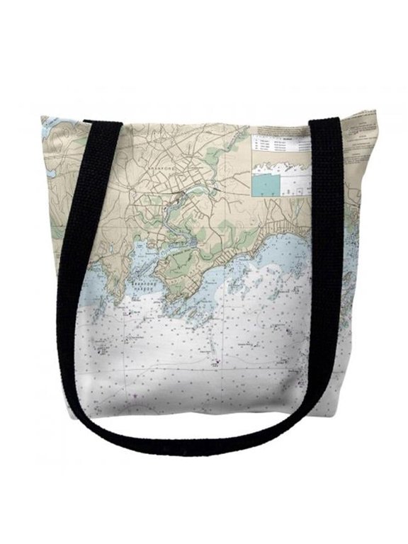 Nautical Map Tote Bag - Branford Harbor 16 x 16 in. - Medium - Water-Resistant