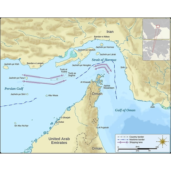 Nautical Map of Strait of Hormuz Poster - Strategic Waterway Geographic Art | Ideal Gift 【Poster Paper】