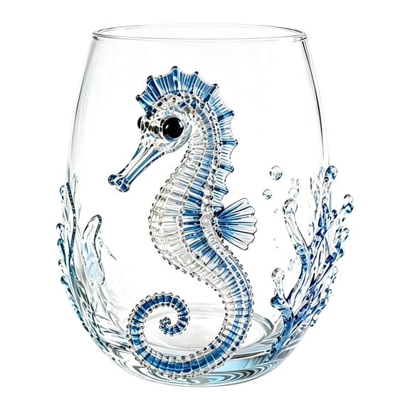 Nautical Marine Animal Glassware 12oz, Handmade Blue Ringed Octopus Drinking Cup, Decorative Barware for Home Bar Setup & Gifts
