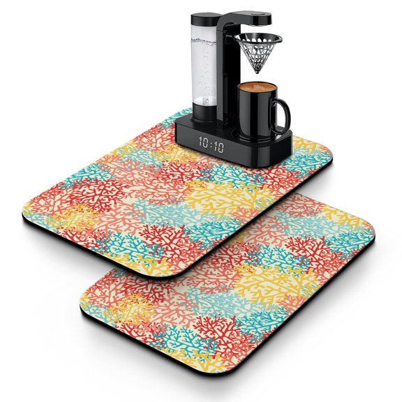 Nautical Marine Coffee Bar Mat with Ocean Vessel and Rudder Theme – Absorbent Diatom Pad for Coffee Maker Station or Sink Area
