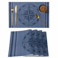 thumbnail image 1 of Nautical Marine Compass Texture Placemats Set of 6,Wipeable Washable Table Mats for Dining Tables, Stripe Line on Jean Blue Place Mats for Kitchen Event Party Tabletop Decor, 1 of 9
