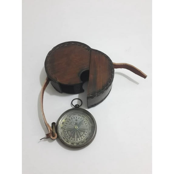 Nautical Marine Compasses Decorative Compass Antique Compasses Replica Brass Antique with Leathe Box