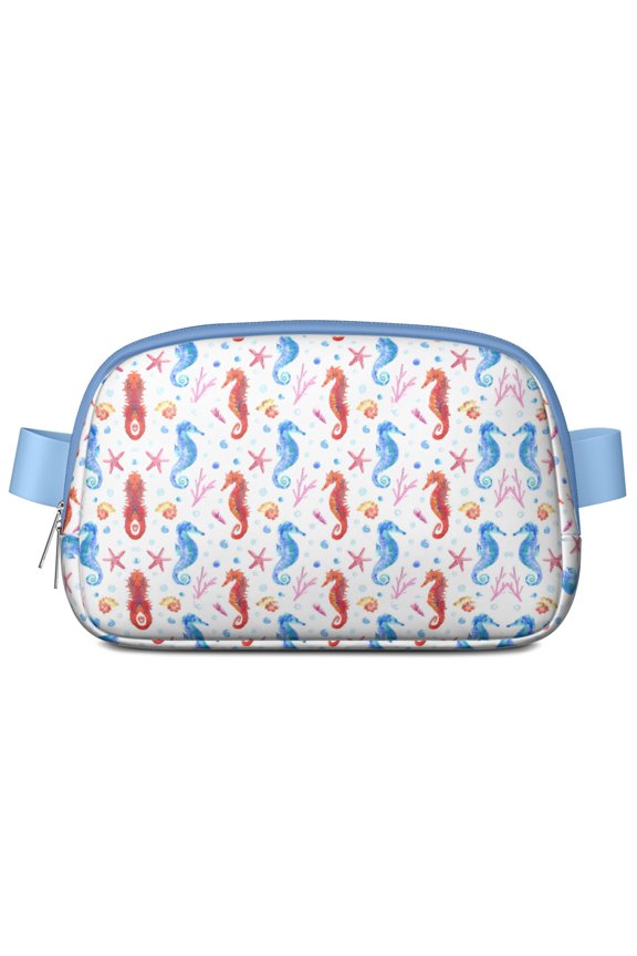 Nautical Marine Life Fanny Pack – Vintage Coral & Sea Creature Waist Bag with Starfish, Sand, Mermaid & Tropical Beach Print