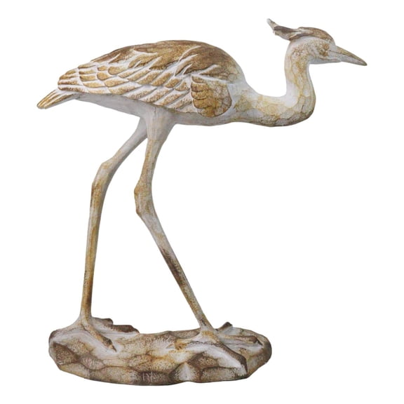Nautical Marine Majestic Heron Bird Faux Wood Finish Sculpture Decor 12"H