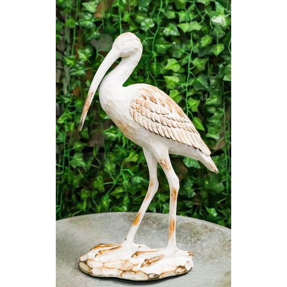 Nautical Marine Scarlet Ibis Distressed Faux Wood Finish Sculpture Decor 16"H