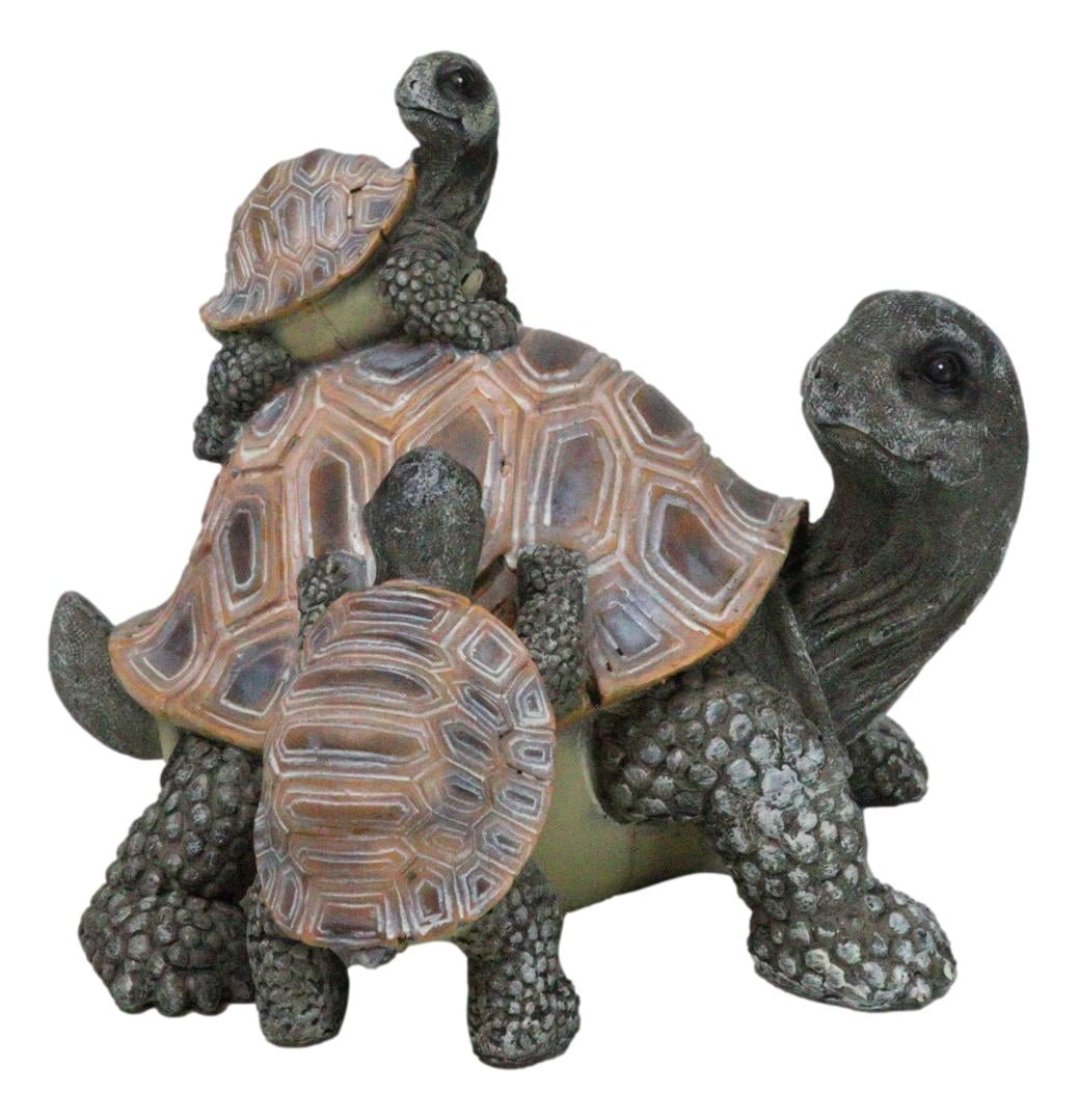 Nautical Marine Turtle Family Figurine in Brown Resin