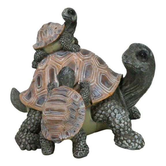 Nautical Marine Turtle Tortoise Mother Piggybacking Hatchlings Family Figurine
