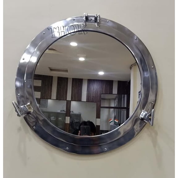 Nautical Maritime Boat Ship Porthole Window Maritime Wall Decor in Silver (9 Inches, Silver Finish)