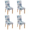 thumbnail image 1 of Nautical Mermaid and Fish Dining Chair Covers Set of 4, Stretch Washable Polyester Slipcovers, Removable Seat Protector for Vintage or Seaside Use, 1 of 7