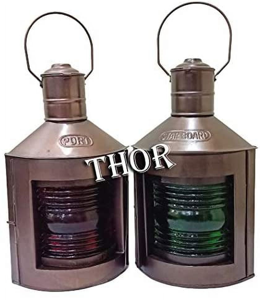 Nautical Metal Port & Starboard Lanterns Set of 2 Ship Oil Lamps