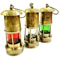 thumbnail image 1 of Nautical Miner Lamps Set of Three Ship Oil Lamp Red White & Green Glass 6 Inches Vintage Decor, 1 of 3