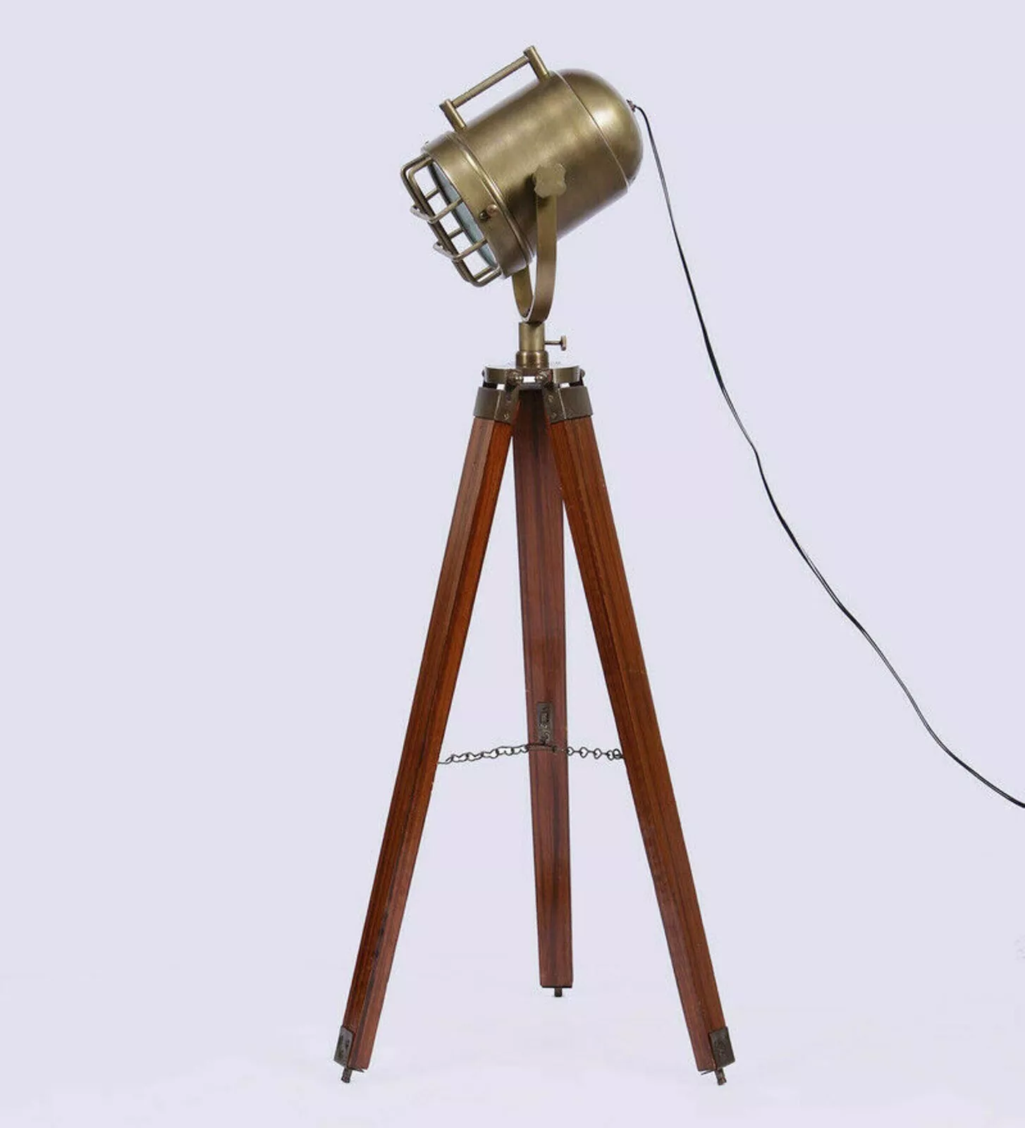 Nautical Modern Floor Lamp Spotlight Wooden Tripod lamp Vintage Living ...