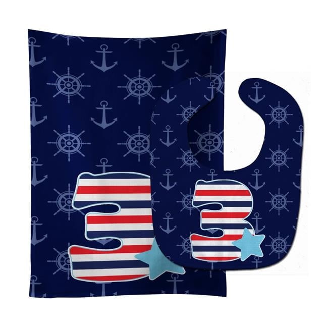 Nautical Month 3 Baby Bib & Burp Cloth
