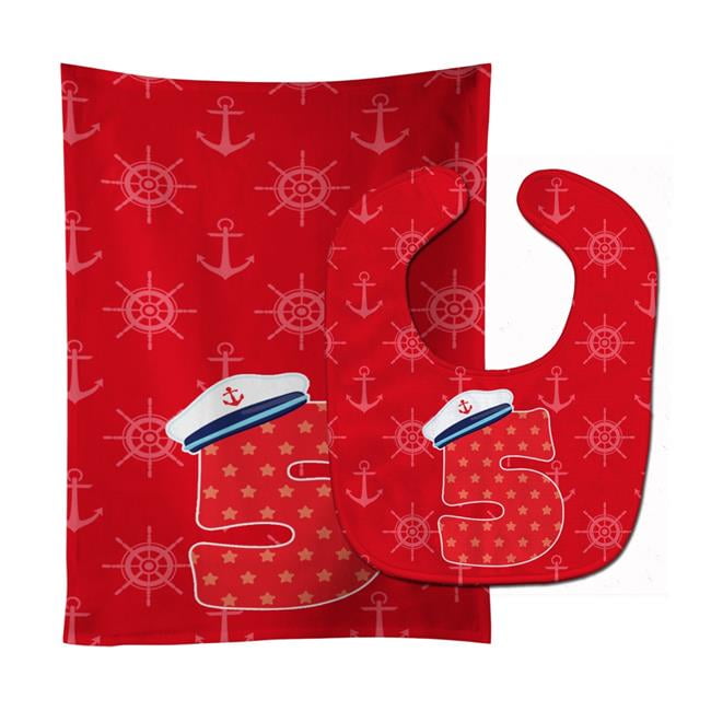 Nautical Month 5 Baby Bib & Burp Cloth