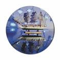 thumbnail image 1 of Nautical Mouse Pad for Computers, Close up Photo Model of a Ship with Sails on Blurry Background Maritime Themed, Round Non-Slip Thick Rubber Modern Mousepad, 8" Round, Blue and Brown, by Ambesonne, 1 of 2