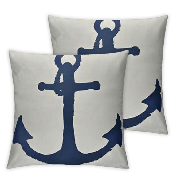 Nautical Navy Blue Anchor Chevron Zig Zag Ripple Throw Pillow Indoor Cover Pillow Case for Home Sofa Car Office