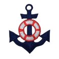 thumbnail image 1 of Nautical - Navy Blue Anchor - Red/White Life Preserver - Iron on Applique/ Embroidered Patch, 1 of 2