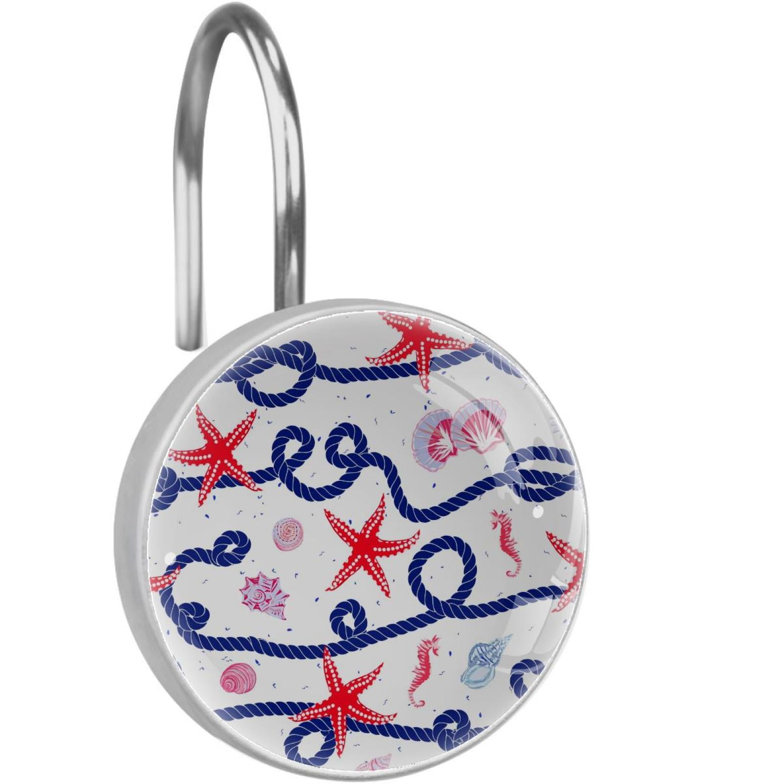 Nautical Navy Shower Curtain Hooks（Set of 12）for Home Hotel Shower Rods ...