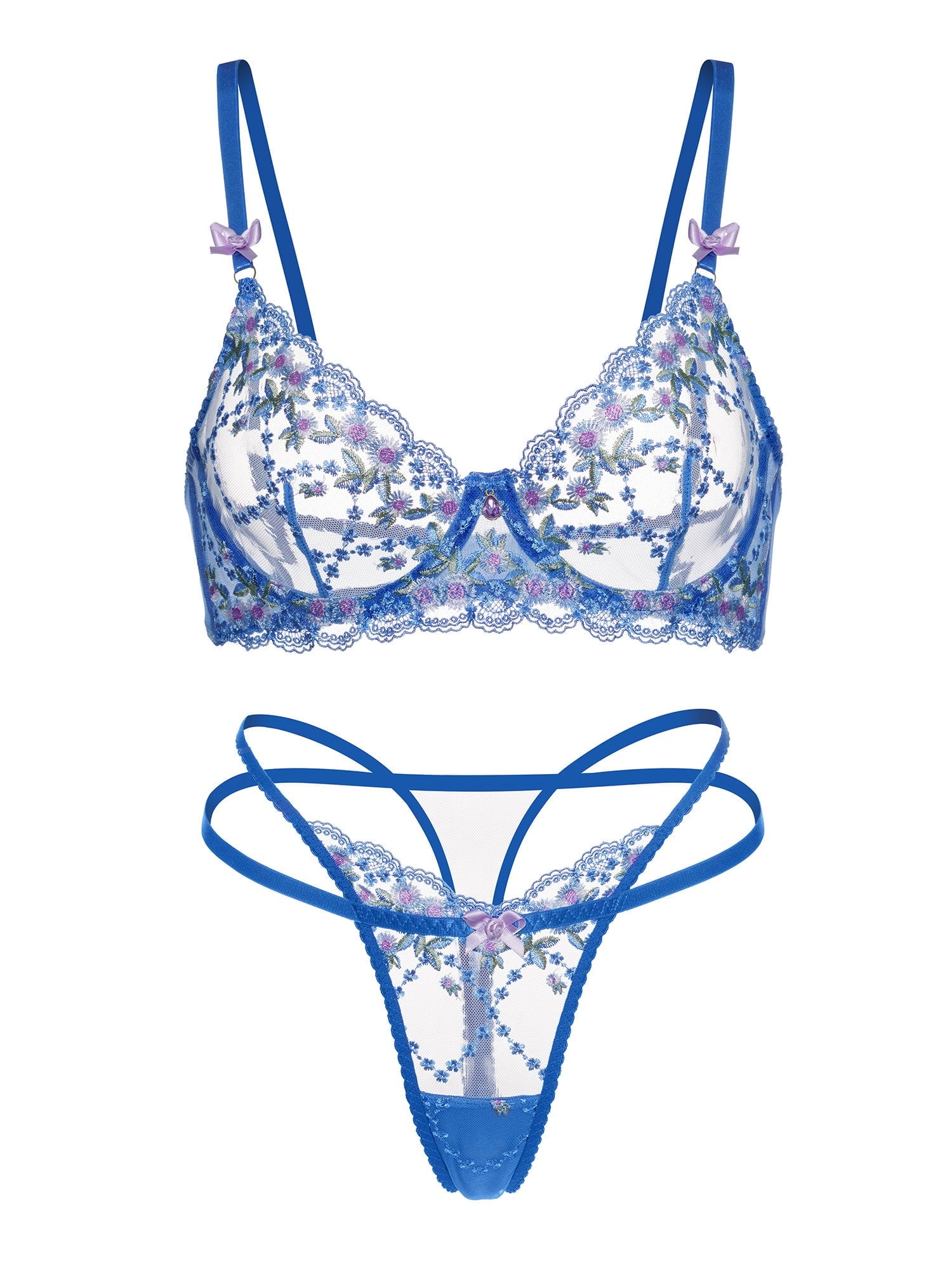 Nautical Nights Blossom Lingerie Set (BLUE, M)